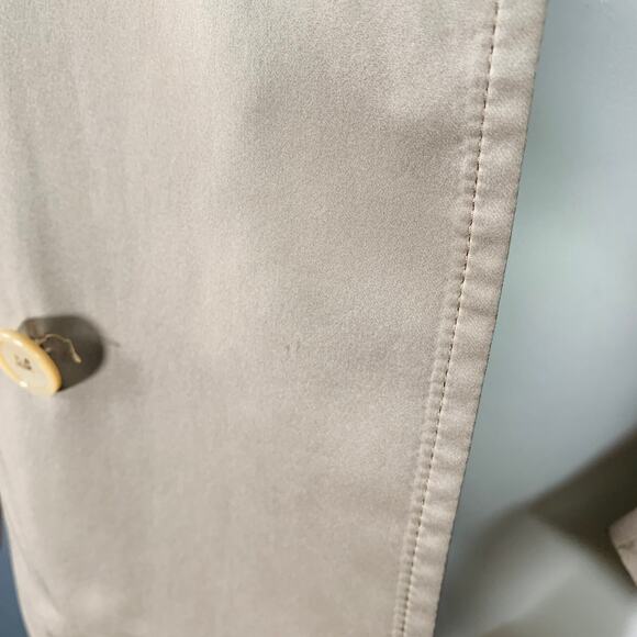 DANIELE ALESSANDRINI Size 38 Khaki Satin Double Breasted Belted Jacket - Picture 7 of 11